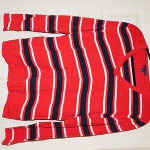 Tommy Hilfiger Red and Navy Striped Blouse